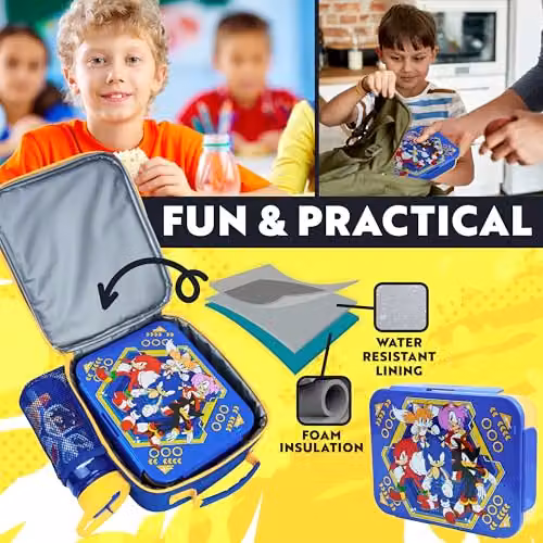Get Trend Sonic the Hedgehog 3 Piece Lunch Set with Insulated Bag, Leakproof Water Bottle and BPA Free Lunch Box in Multicolour – 4