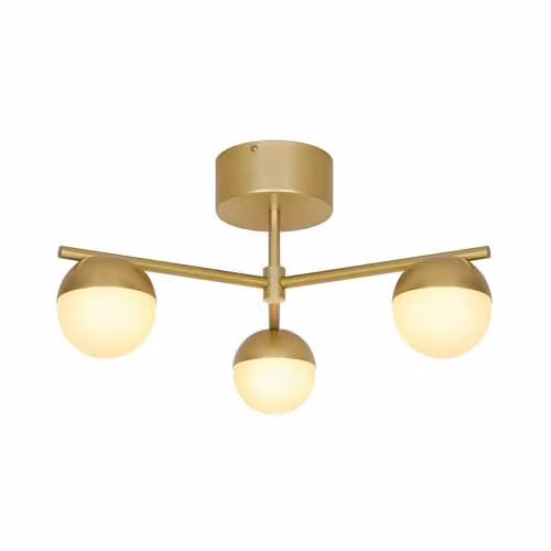 Nordlux Contina Art Deco Ceiling Light in Gold and White Metal with Glass Sphere, G9 Mains