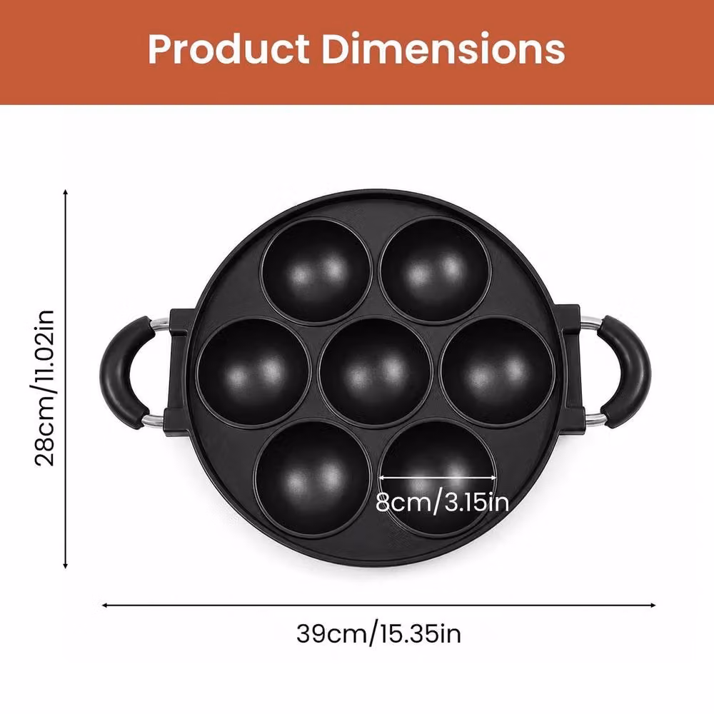 Havendro 7-Hole Non-Stick Aluminium Egg Frying Pan in Black – 2