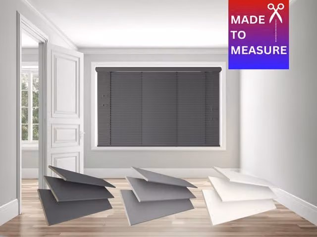 Caecus Made To Measure Faux Wood String Venetian Blind in Dark Grey