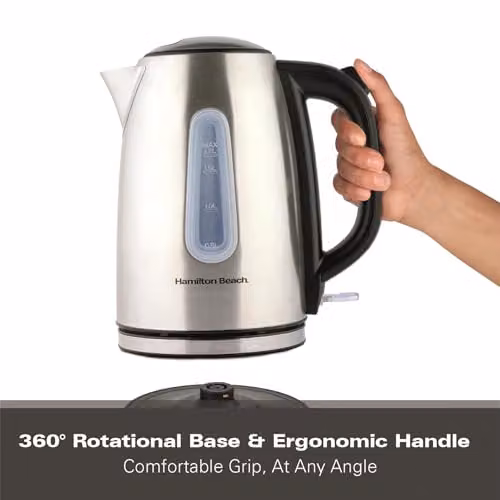 Hamilton Beach Rise Electric Kettle, 1.7 l, Silver Stainless Steel – 6