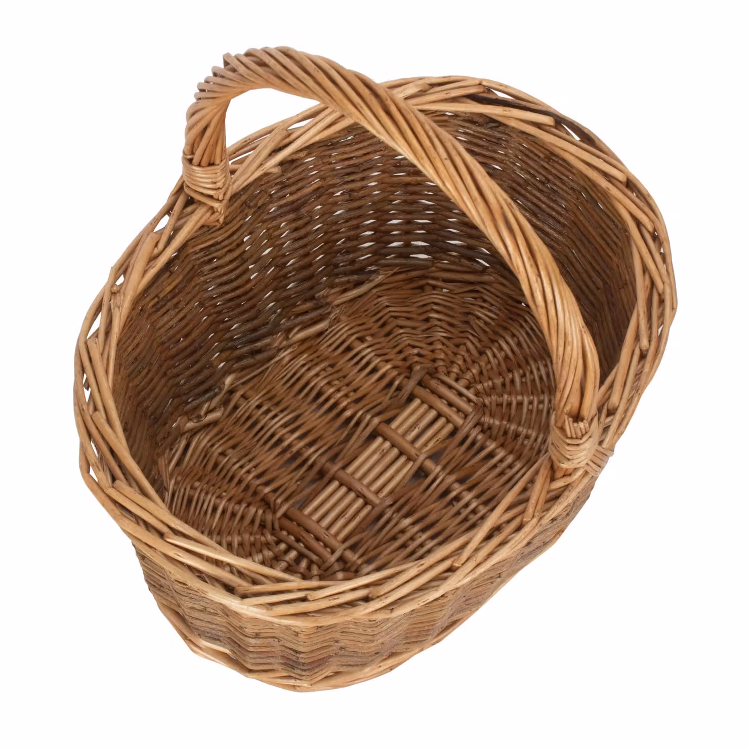 Red Hamper Wicker Country Oval Shopping Basket in Brown and Red – 2