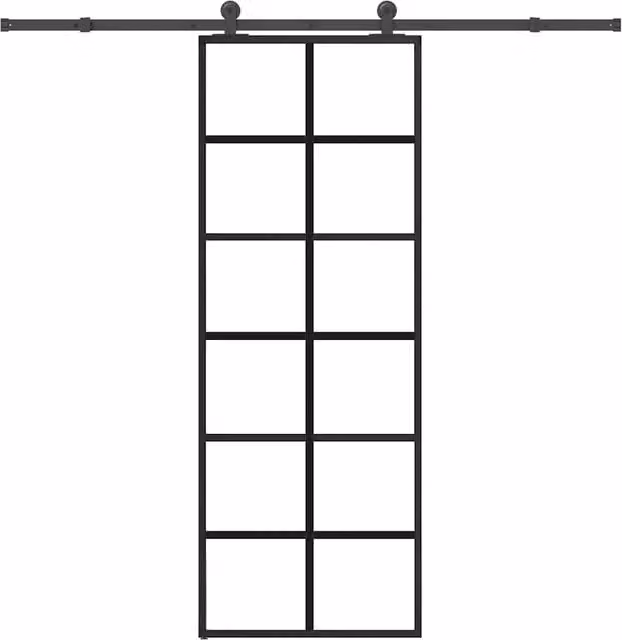 Berkfield Home Modern Sliding Door with Hardware Set, Black ESG Glass and Aluminium, W: 76 cm, H: 205 cm