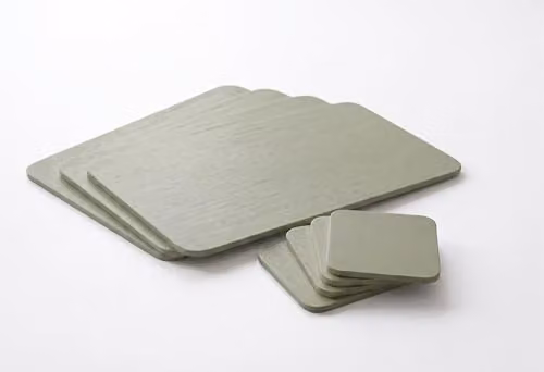 DEENZ 8-Piece Green Wood Veneer Placemat and Coaster Set, W: 29 cm, D: 21.5 cm – 2
