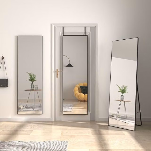 AicaBathroom Rectangular Full Length Wall Mirror in Black, W: 40 cm, H: 140 cm