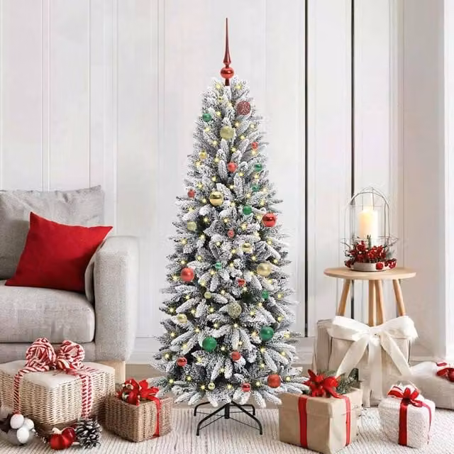 Berkfield Home Green Artificial Christmas Tree with 150 White LEDs, W/D/H: 63 x 63 x 150 cm – 1