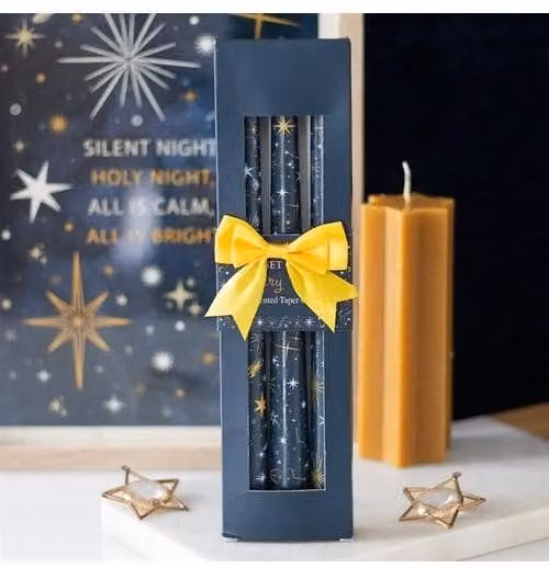 KDMD Set of 3 Starry Night Taper Candles in Petrol
