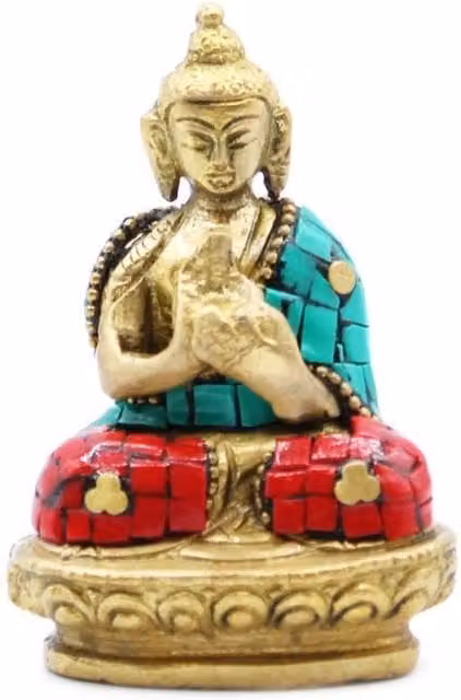 KDMD Gold Brass Buddha Tabletop Figure, Height: 7.5 cm