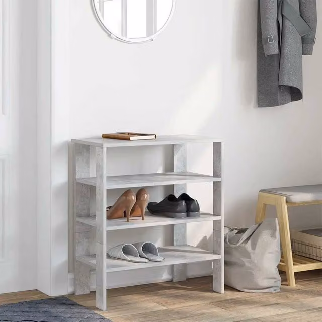 Berkfield Home Industrial Shoe Rack in Grey MDF, W/D/H: 61 x 32 x 70 cm