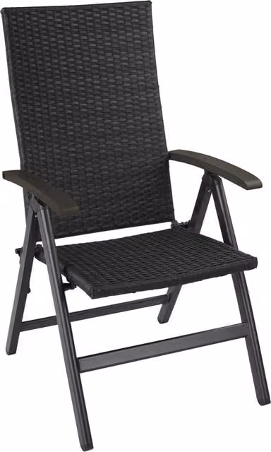 tectake Canberra Reclining Garden Chair with Armrests in Black