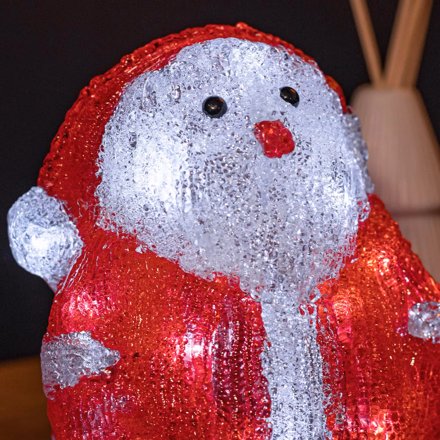 Samuel Alexander Red Acrylic Sitting Christmas Santa Tabletop Decoration with 16 Ice White LEDs, Height: 19 cm – 3
