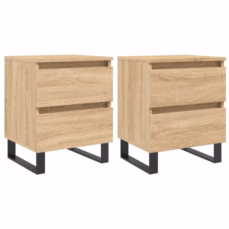 Berkfield Home Set of 2 Sonoma Oak Bedside Cabinets in Brown, W/D/H: 40 x 35 x 50 cm