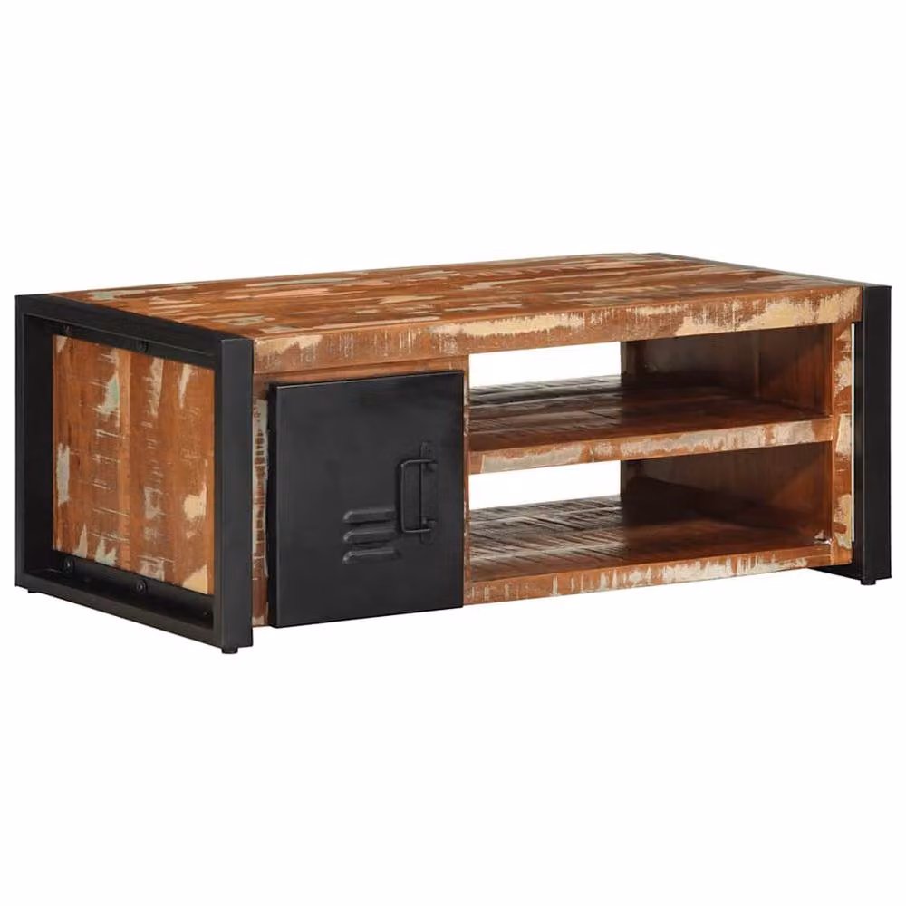 Berkfield Home Multicolour Reclaimed Solid Wood Coffee Table W/D/H: 90 x 50 x 36 cm – 2