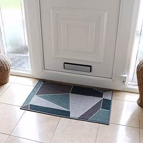 JVL Fiora Machine Washable Non-Slip Door Mat, Duck Egg, W: 44 cm x D: 75 cm – 3