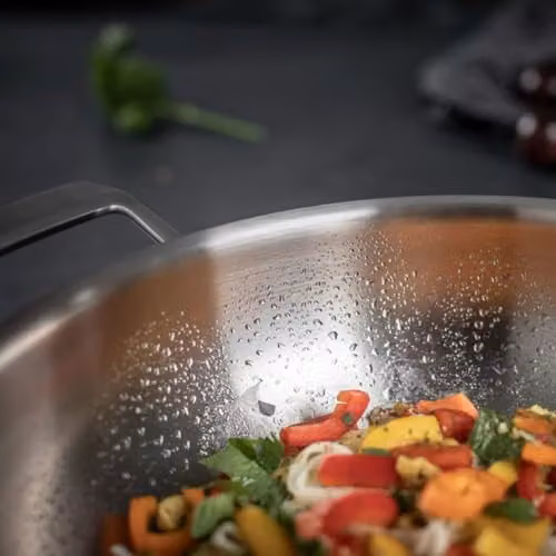 Kuhn Rikon Culinary Fiveply Uncoated Stainless Steel and Aluminium Wok with Lid, Silver, Diameter: 24 cm – 3