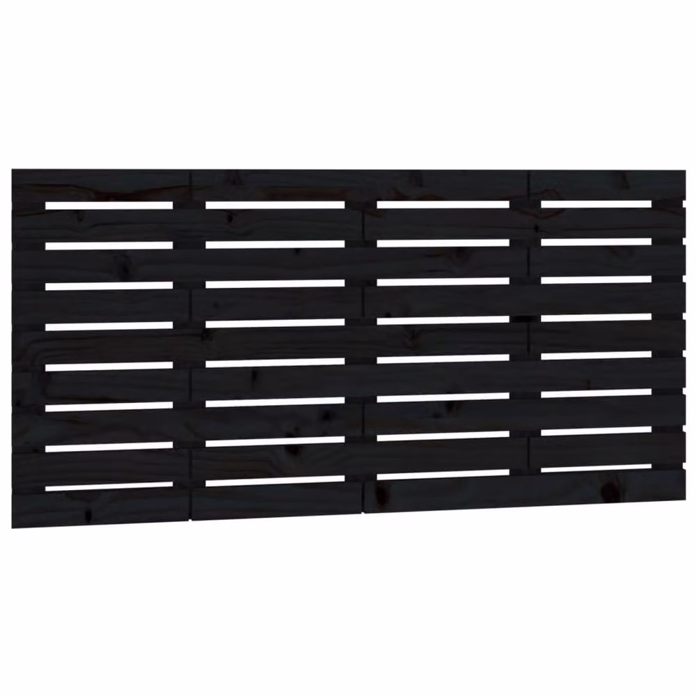 Berkfield Home Black Solid Wood Pine Wall Headboard, W: 126 cm, D: 3 cm, H: 63 cm – 3