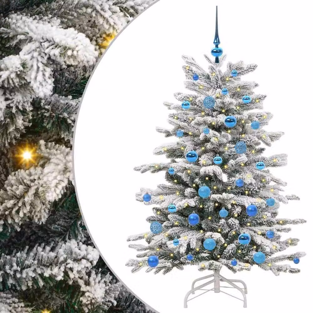 Berkfield Home Artificial Hinged Christmas Tree in White, Height: 150 cm – 2