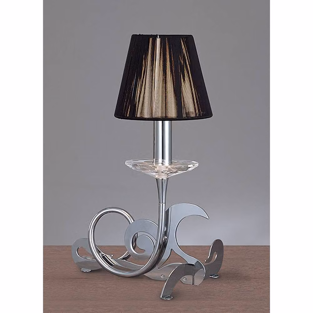 Netlighting Acanto Table Lamp with Black Fabric Cone Shade in Polished Chrome and Silver – 2