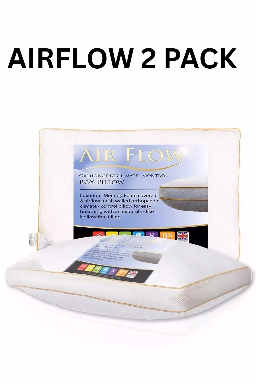 Just Essentials White Single Airflow Memory Foam Orthopaedic Pillow with Cooling Gel Foam