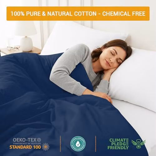Pamposh Single Mako Satin Cotton Fitted Sheet, Blue, W/D/H: 90 x 190 x 35 cm – 5