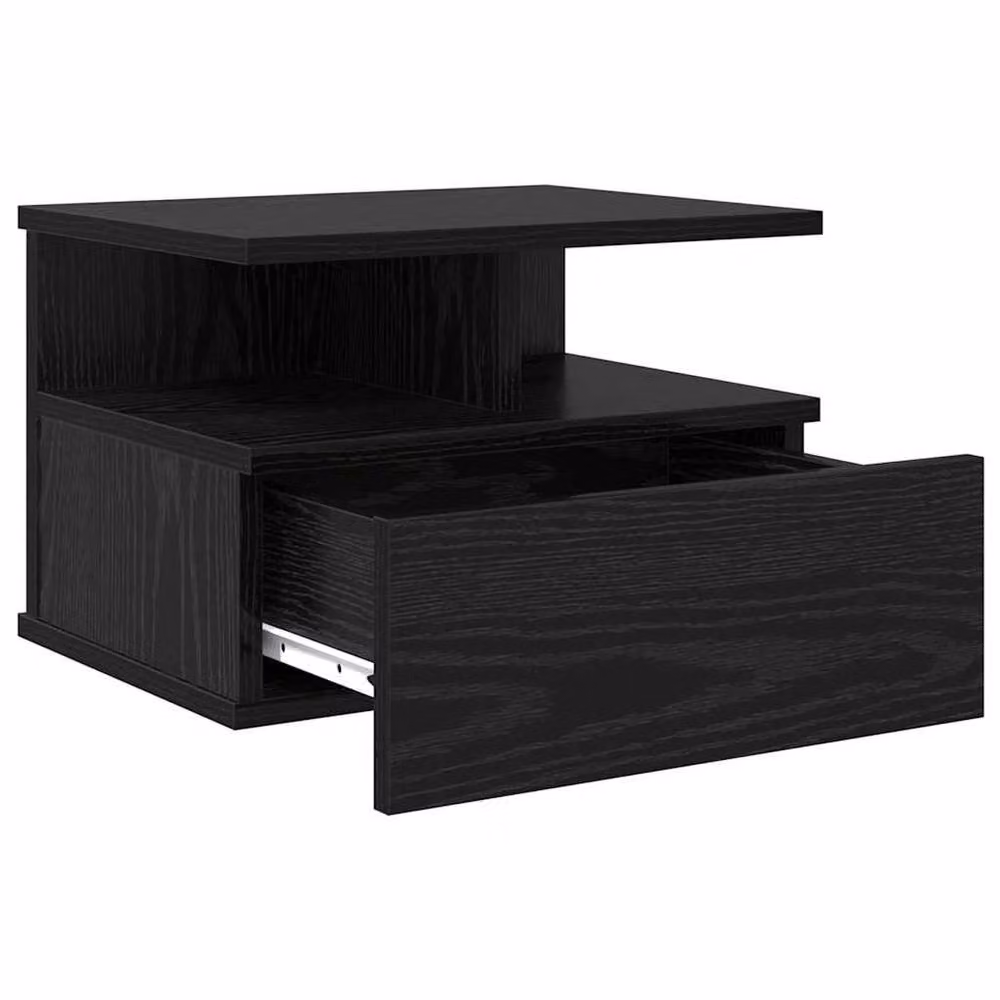 Berkfield Home Set of 2 Floating Nightstands in Black Oak, W/D/H: 40 x 31 x 27 cm – 5