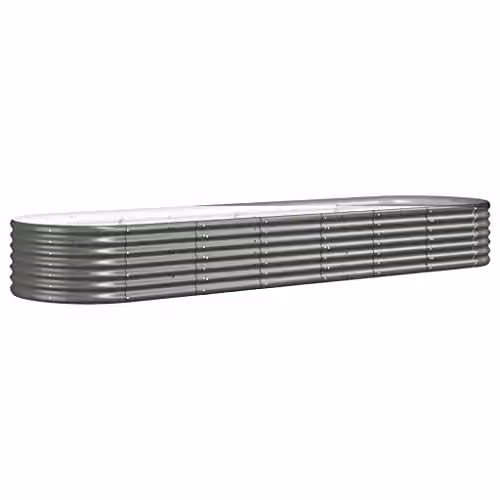 vidaXL Grey Galvanised Steel Garden Raised Bed W: 296 cm, D: 80 cm, H: 36 cm – 1