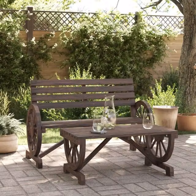 Berkfield Home 2 Piece Garden Lounge Set in Brown Solid Wood – 1