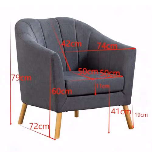 WestWood Modern Tub Chair with Armrests and Wooden Legs in Grey or Beige – 2