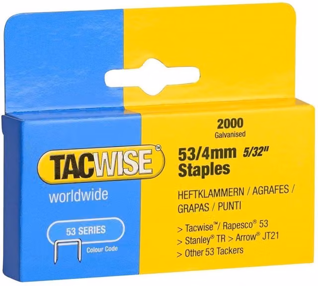 Tacwise 53 Light-duty Galvanised Fine Wire Staples (Type Jt21 A)