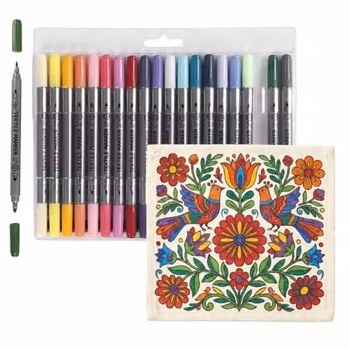 Creativ Permanent Fabric Markers, Pack of 20 Multicolour Water-Based Non-Toxic Textile Pens with Bullet Tips for DIY and Children's Art – 6