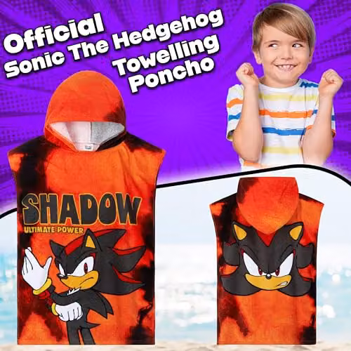 Get Trend Sonic the Hedgehog Hooded Cotton Bath Towel Poncho in Red – 2