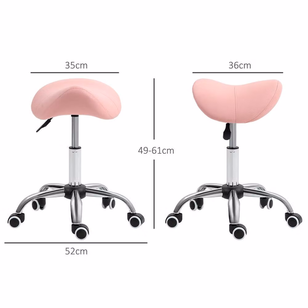STILVORA Height Adjustable Salon Stool with Castors in Pink – 2