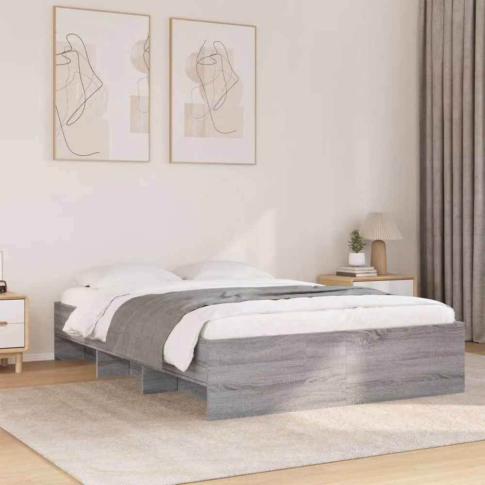 Berkfield Home Durable Engineered Wood Bed Frame in Grey, W/D/H: 140 x 200 x 143 cm – 2