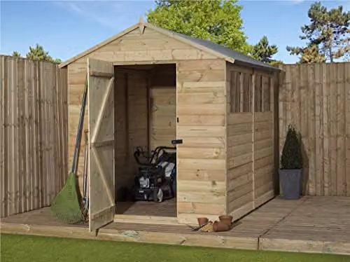 EMS Retail Empire 8200 Premier Apex Shed in Brown, Shiplap T&G Pressure Treated Wood with Window – 1