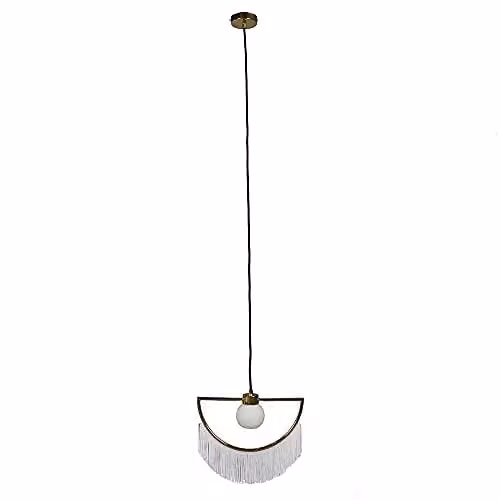 ValueLights Jupiter Modern Gold and White Glass Sphere Pendant Light