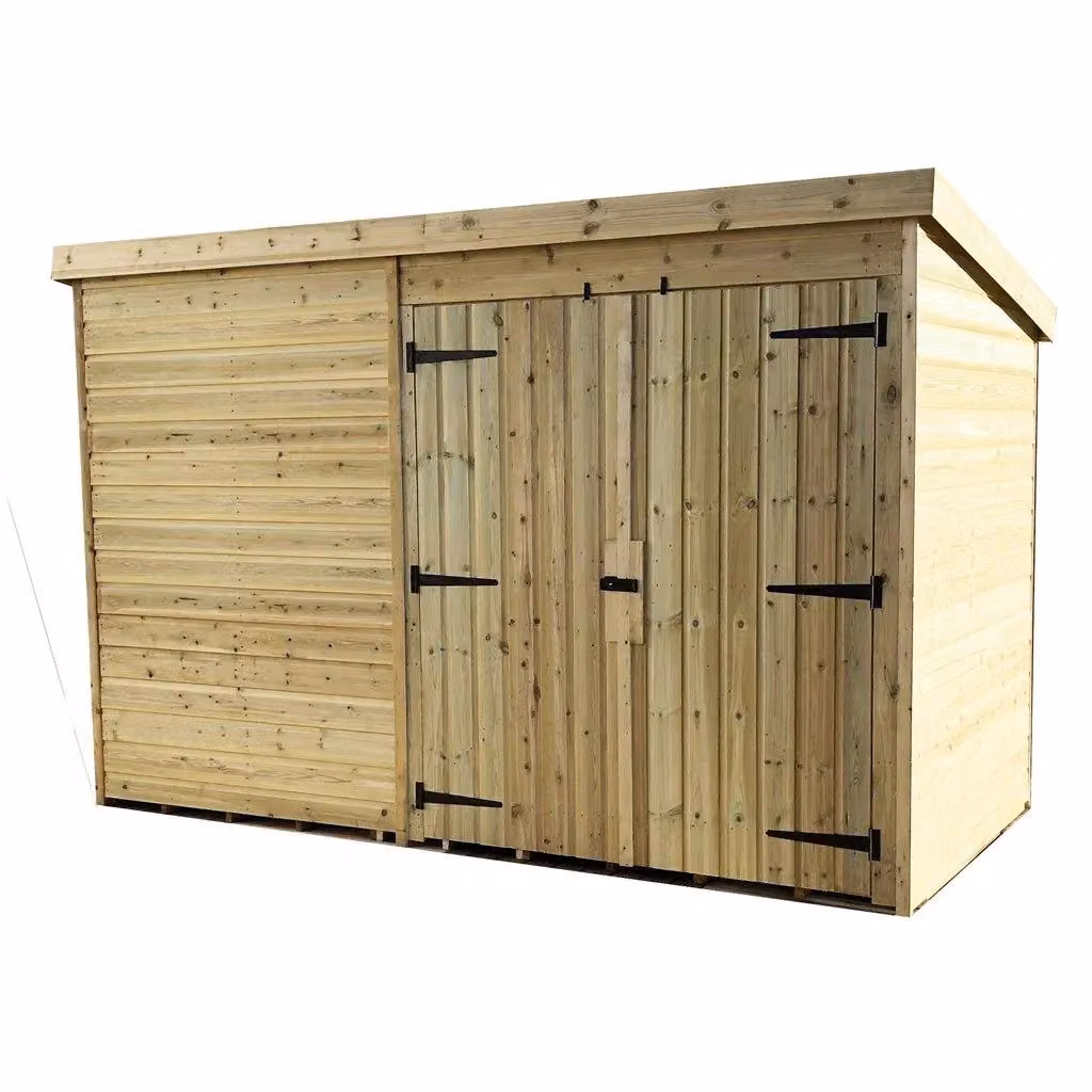Marlborough Pressure Treated Pent Garden Shed with Double Doors in Natural Wood – 2