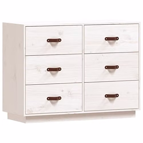 vidaXL Rustic White Solid Pine Wood Sideboard W/D/H: 100 x 40 x 75 cm
