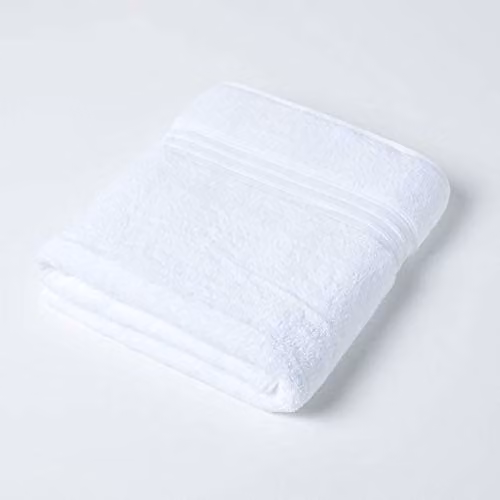 Homescapes Luxury White Supima Cotton Bath Sheet, 550 GSM, Fluffy and Absorbent