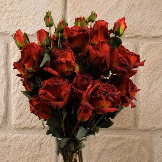 Leaf Red Rose Artificial Flower Sprays, Set of 6, 60 cm Height – 1