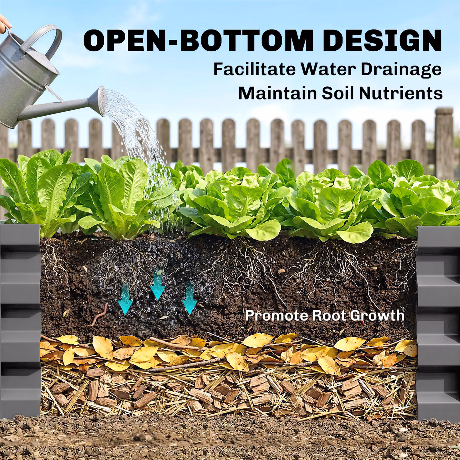 Outsunny 432L Square Raised Garden Bed with Galvanised Steel Frame for Vegetables, Flowers and Herbs, Light Grey, W/D/H: 120 x 120 x 30 cm – 4