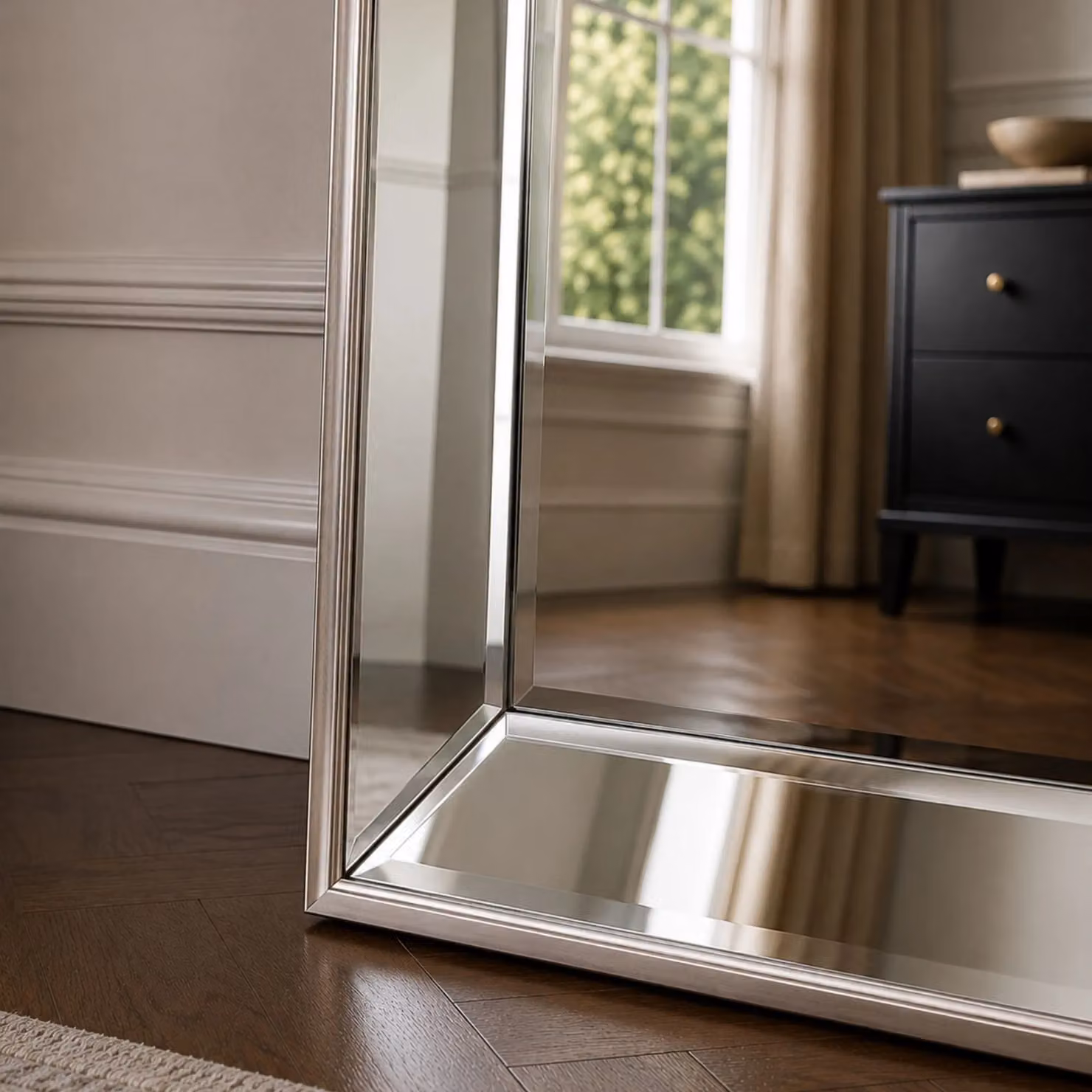 Yearn Bevelled Tray Full Length Rectangular Mirror in Silver or Gold, H 168 cm x W 76.5 cm – 2