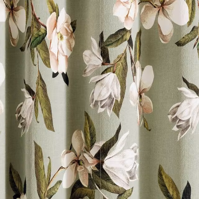 Ted Baker Opal Floral Eyelet Curtains, Green and Silver, W: 167.64 cm, H: 228.6 cm