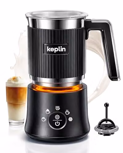 Keplin 5-in-1 Electric Automatic Milk Frother with Stainless Steel Jug, 350ml, Black – 9