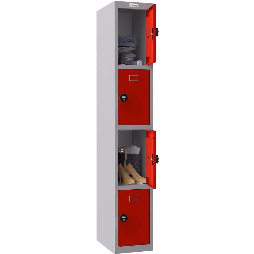 Phoenix Safe Company PL1430GRC Personal Locker in Grey and Red with Combination Locks and Hinged Doors – 2
