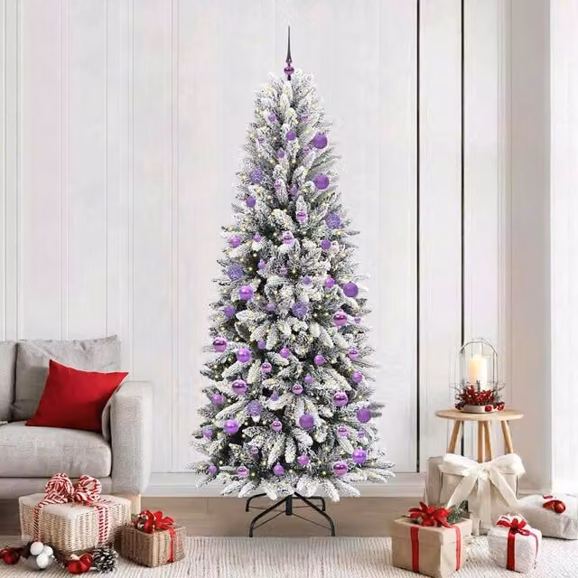 Berkfield Home Artificial Christmas Tree with 300 LEDs in Green and White, W/D/H: 78 x 78 x 210 cm