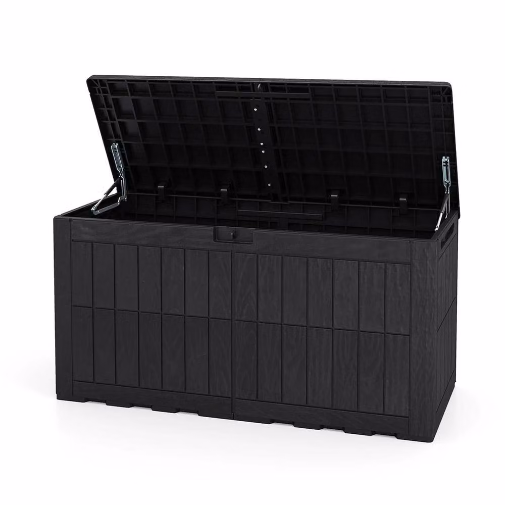 Havendro 380 L Outdoor Deck Box Lockable Storage Bin with Lid and Handles in Black – 3
