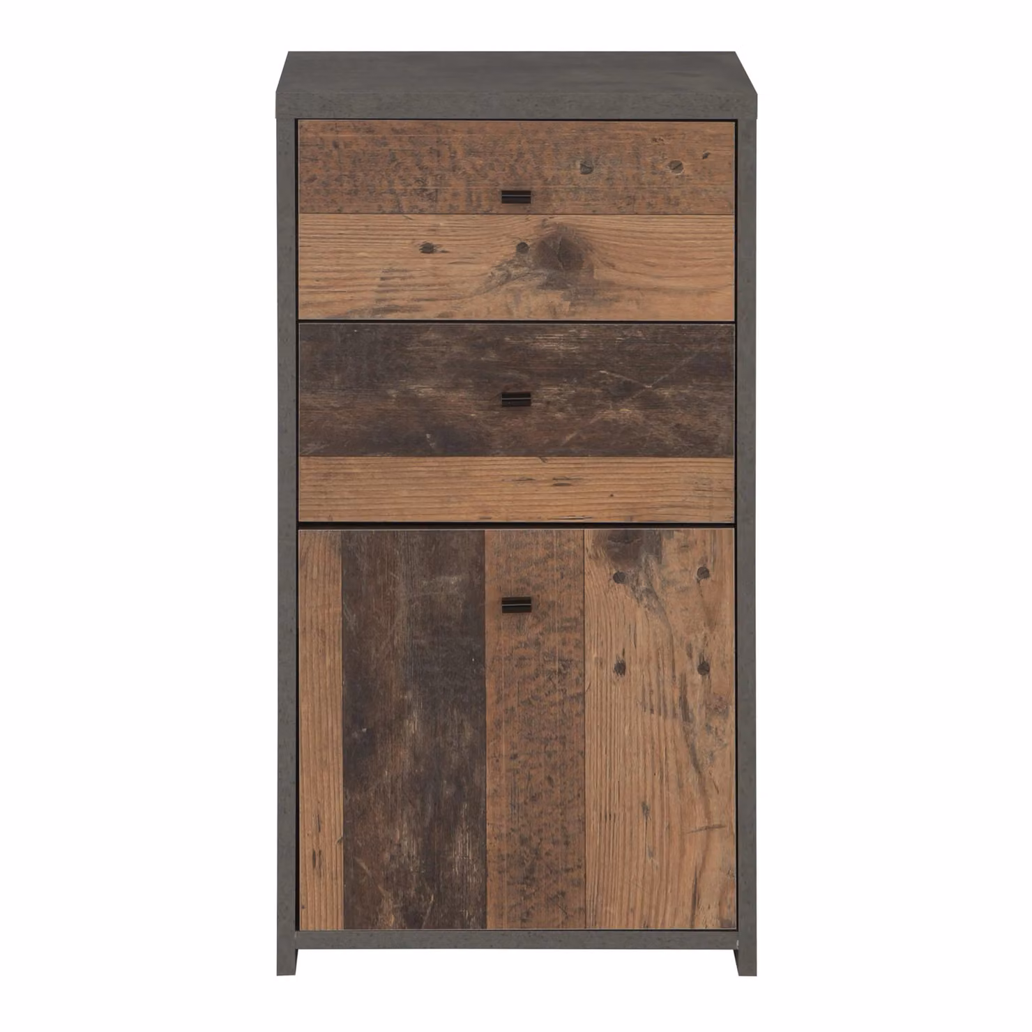 Furniture To Go Industrial Style Storage Cabinet with 2 Drawers and 1 Door in Grey and Brown Wood – 2