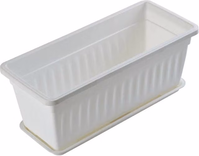 NESTLUNE 5-Piece Set of White Plastic Long Plant Pots, W/D/H: 50 x 21 x 17 cm