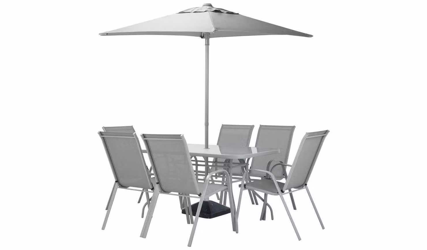 Sicily 6 Seater Grey Metal and Glass Outdoor Garden Dining Set