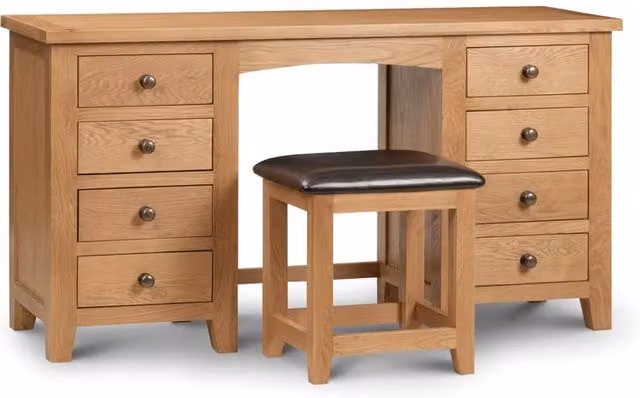 Cheshire Premium Kingsley Twin Pedestal Dressing Table in Light Oak